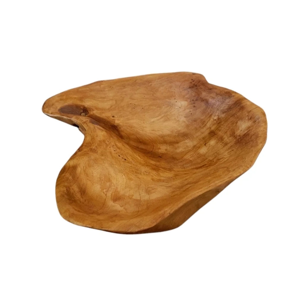 Burl Wood Tree Root Organic Shaped Bowl Hand Carved Vintage Blonde Wood